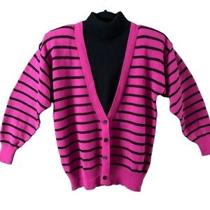 Vintage 80’s Magenta and Black “Fooler” Sweater